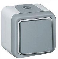 Выключатель кнопочный накладной Legrand Plexo 1-кл. IP55 серый картинка